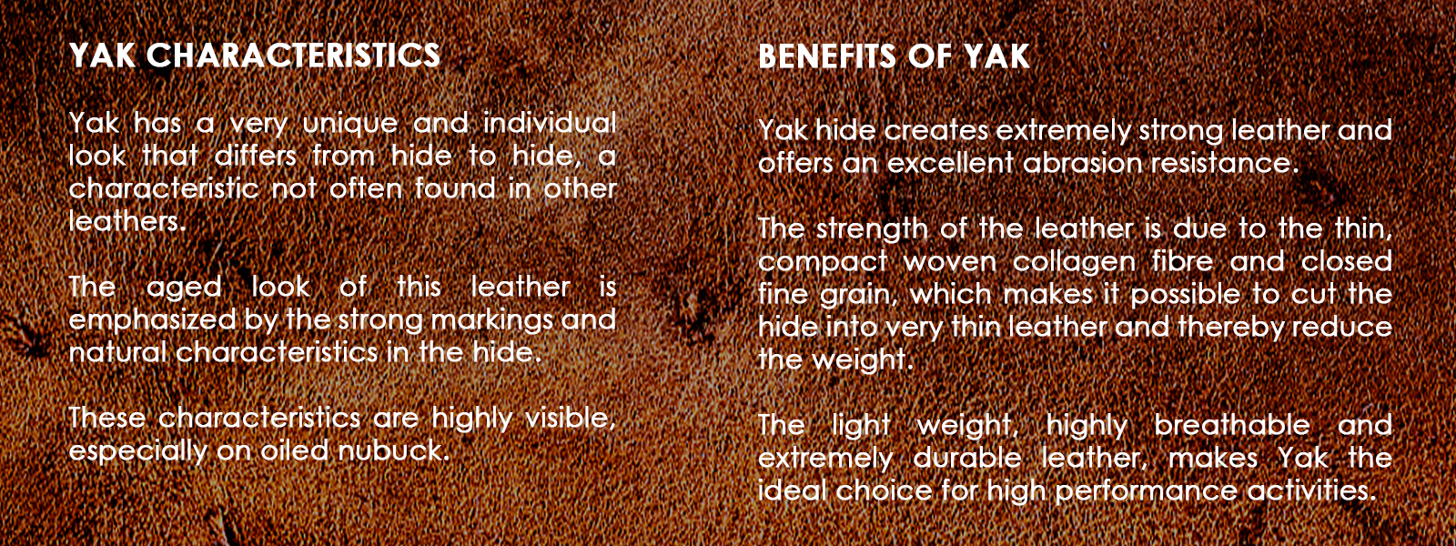 Yak on sale leather care